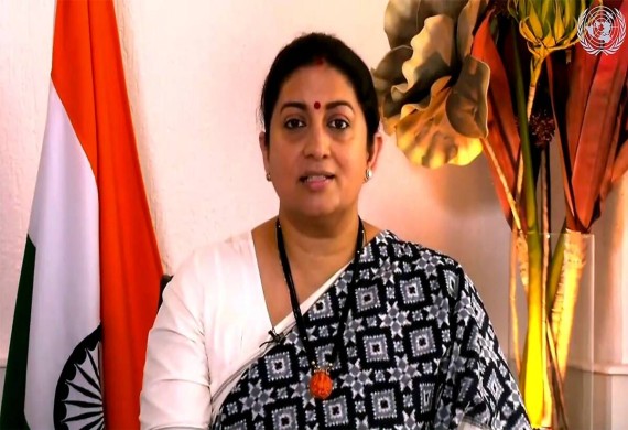 Smriti Irani speaks at the United Nations about India's role in uplifting and empowering women