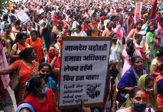 Honorariums Raised, yet Anganwadi Workers Continue to Protest 